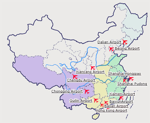 China Airports Map