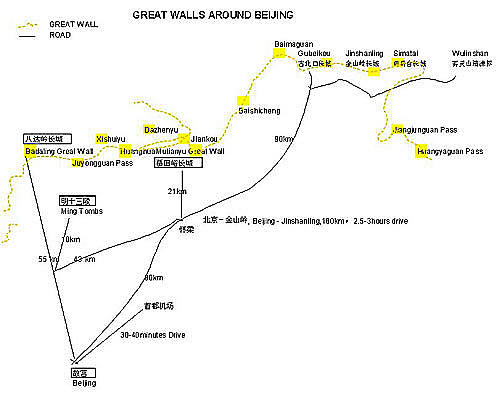 Great Wall in Beijing, Great Wall Map