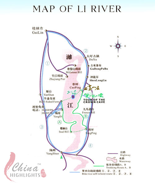 Li River Map in Guilin