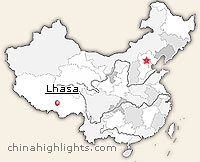 Map of Lhasa's location in China Map of Lhasa's location in China