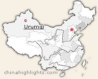 Map of Urumqi's location in China
