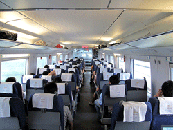 Second class seat car in China's bullet train