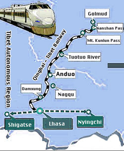 Qinghai-Tibet Railway map